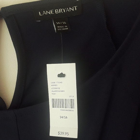 Lane Bryant Navy Blue Tie Shirt - Picture 3 of 5